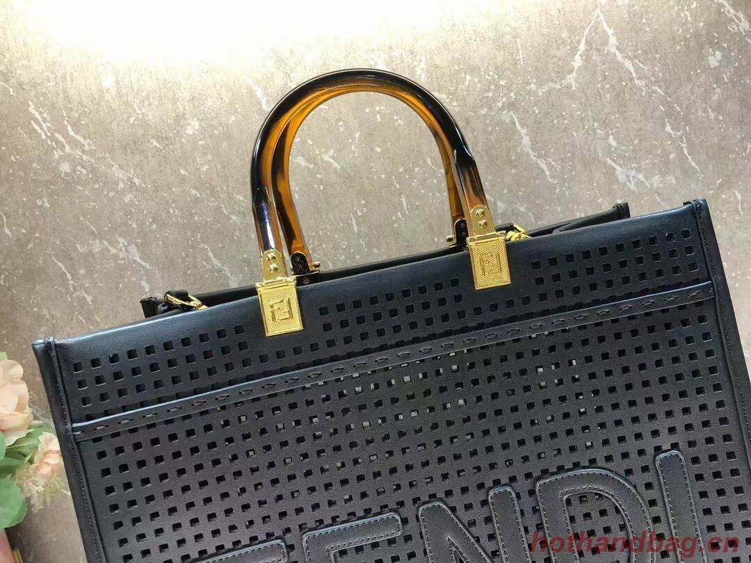 Fendi Sunshine Medium Two-toned perforated leather shopper 8BH386A black Fendi Sunshine Medium Two-toned perforated leather shopper 8BH386A black