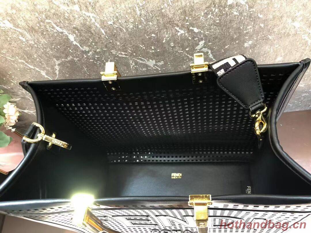 Fendi Sunshine Medium Two-toned perforated leather shopper 8BH386A black Fendi Sunshine Medium Two-toned perforated leather shopper 8BH386A black