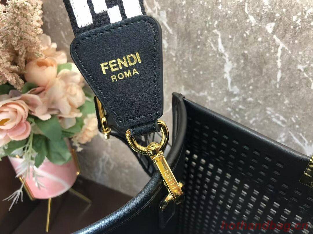 Fendi Sunshine Medium Two-toned perforated leather shopper 8BH386A black Fendi Sunshine Medium Two-toned perforated leather shopper 8BH386A black