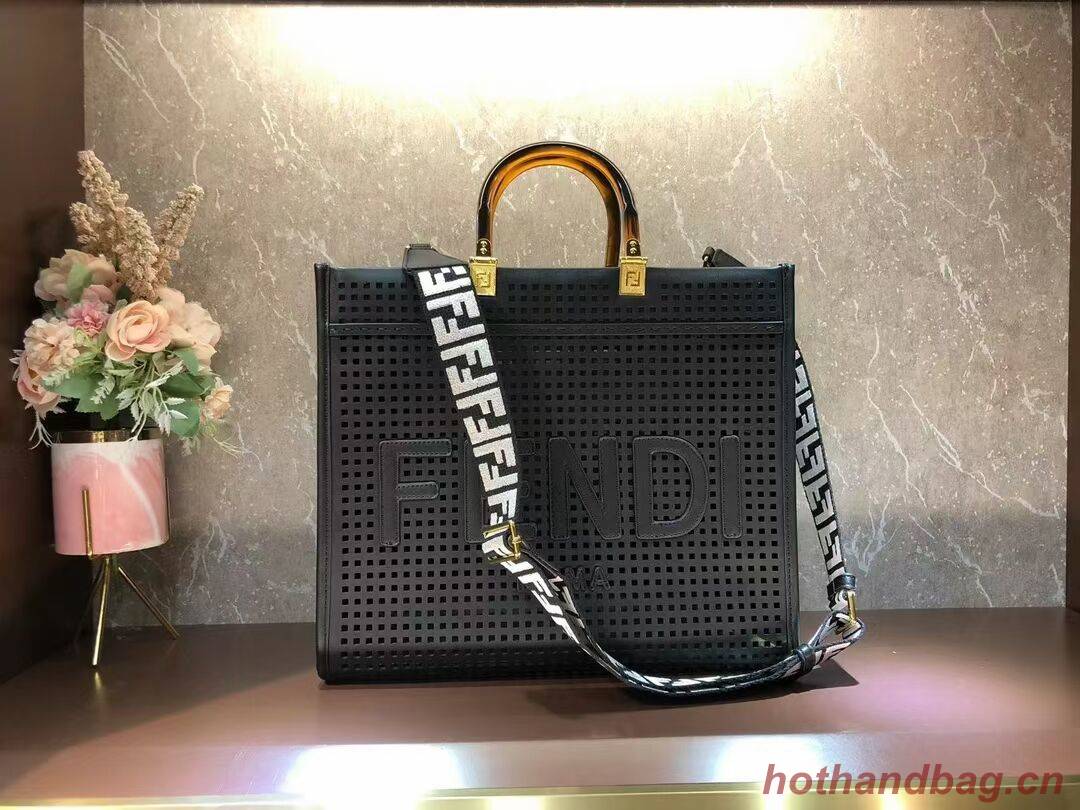 Fendi Sunshine Medium Two-toned perforated leather shopper 8BH386A black Fendi Sunshine Medium Two-toned perforated leather shopper 8BH386A black