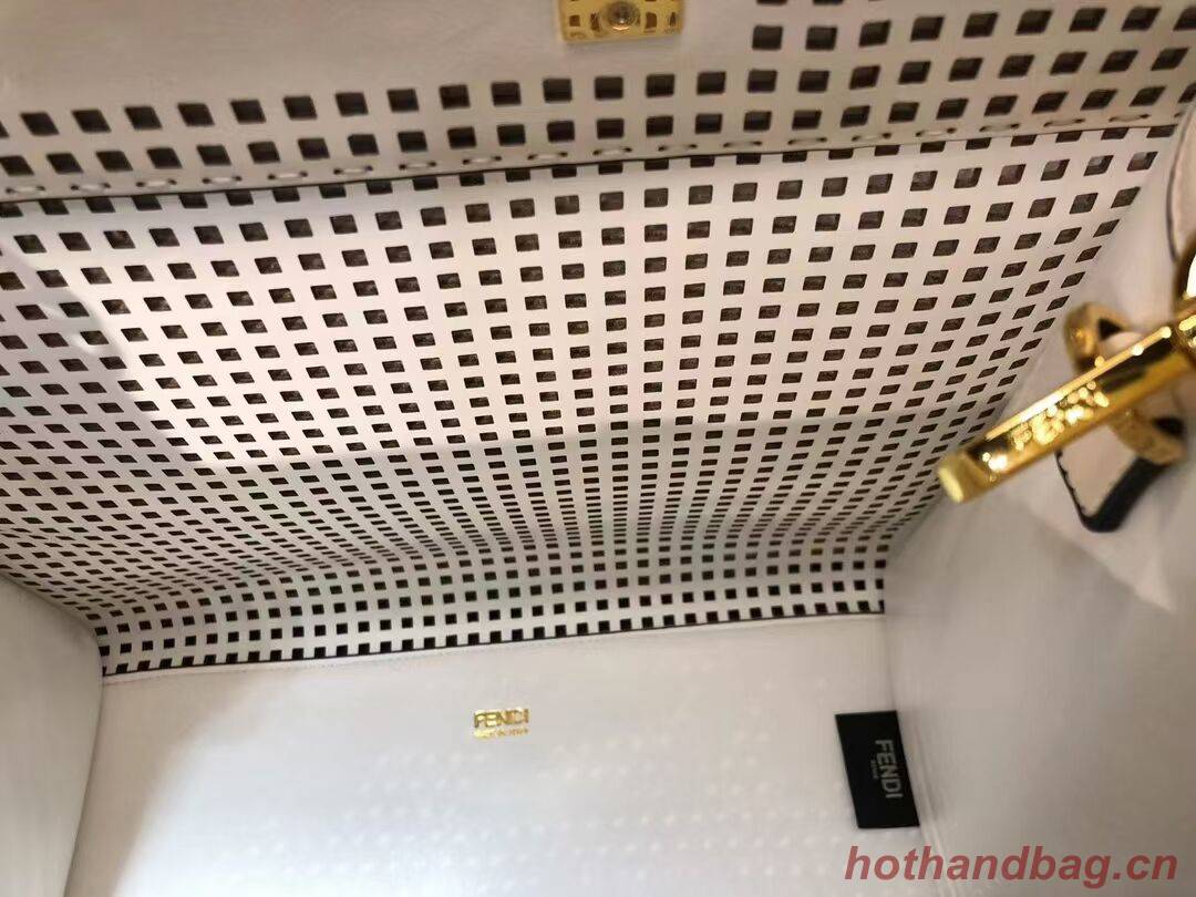 Fendi Sunshine Medium Two-toned perforated leather shopper 8BH386A white Fendi Sunshine Medium Two-toned perforated leather shopper 8BH386A white