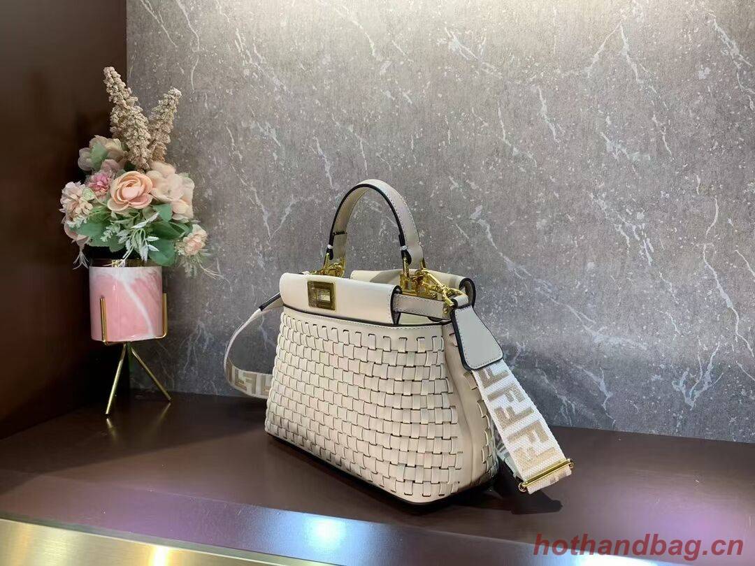 Fendi Peekaboo Mini braided leather bag 8BN244A Beige Fendi Peekaboo Mini braided leather bag 8BN244A Beige