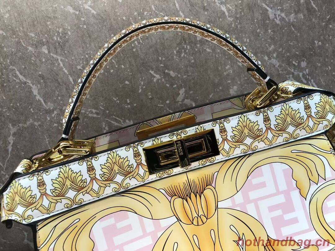 Fendi Peekaboo printed silk bag bag F1951 pink Fendi Peekaboo printed silk bag bag F1951 pink