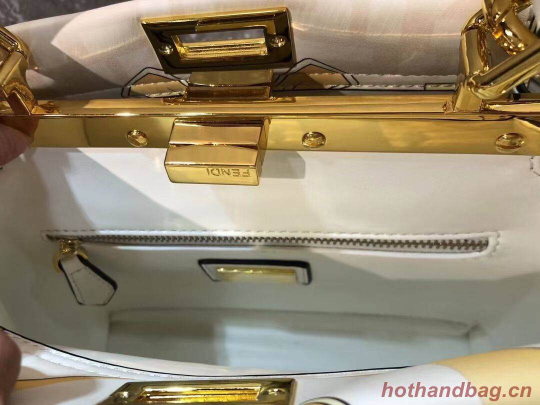 Fendi mini Peekaboo printed silk bag bag F1952 Beige Fendi mini Peekaboo printed silk bag bag F1952 Beige