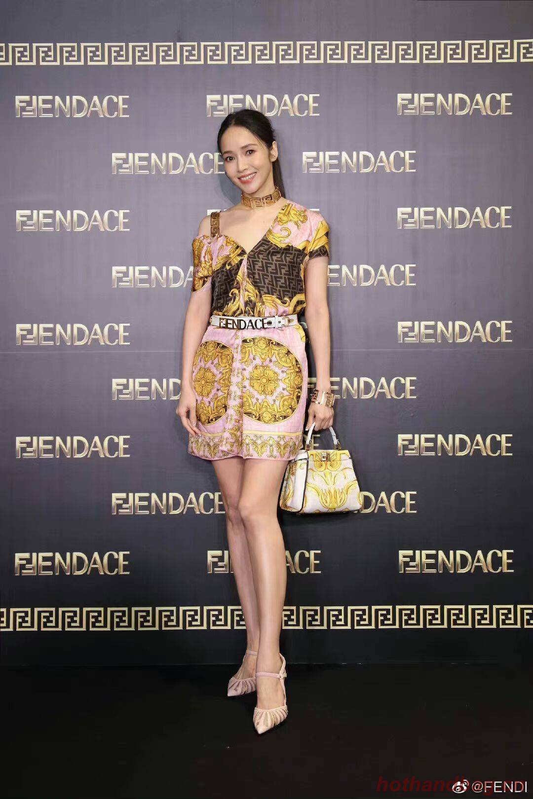 Fendi mini Peekaboo printed silk bag bag F1952 Beige Fendi mini Peekaboo printed silk bag bag F1952 Beige