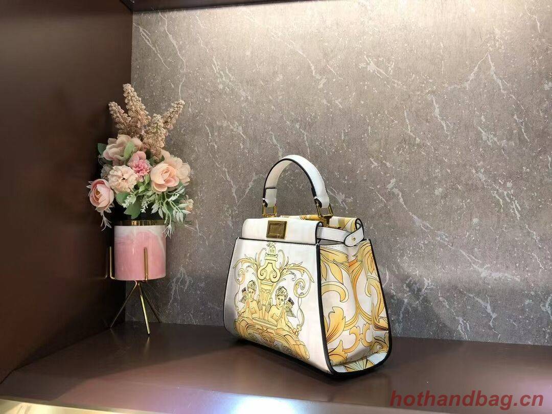 Fendi mini Peekaboo printed silk bag bag F1952 Beige Fendi mini Peekaboo printed silk bag bag F1952 Beige