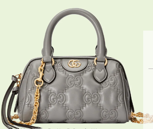 Gucci GG Matelasse leather top handle bag 702251 Dusty grey