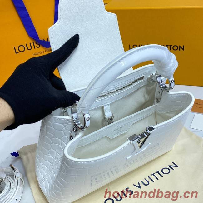 Louis Vuitton crocodile skin CAPUCINES BB M81190 white