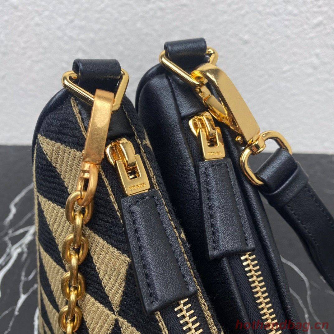 Prada Symbole leather and fabric mini bag 1BC176 Khaki Prada Symbole leather and fabric mini bag 1BC176 Khaki