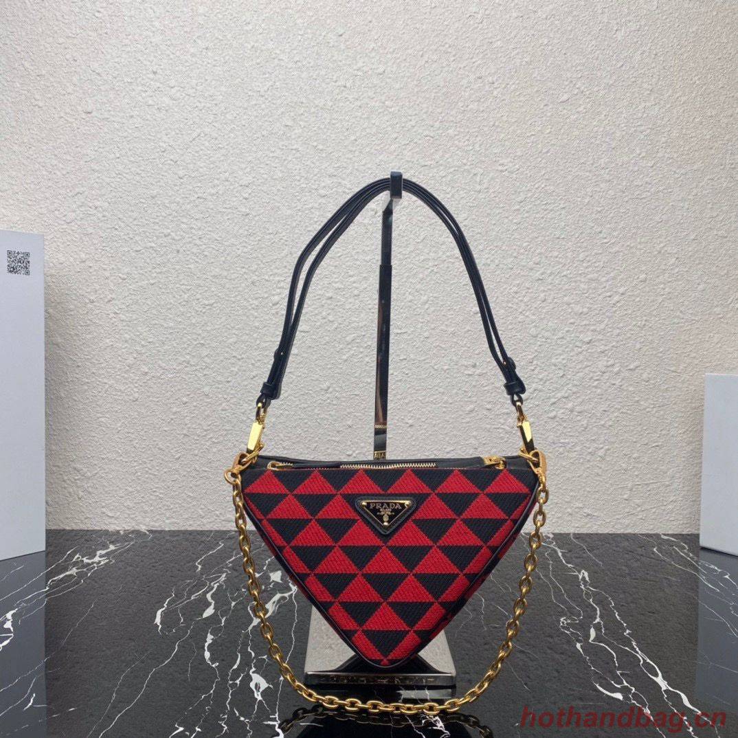 Prada Symbole leather and fabric mini bag 1BC176 Red