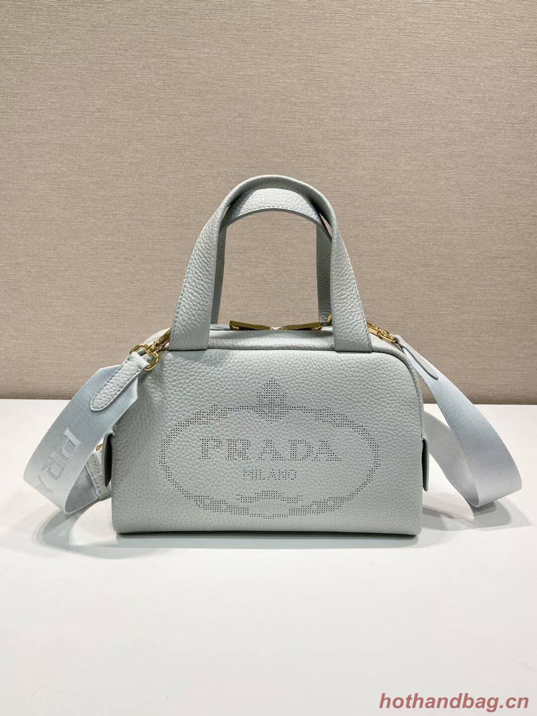 Prada leather tote bag 1DH770 light blue