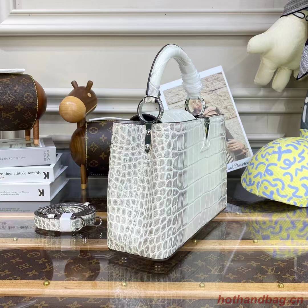Louis Vuitton crocodile skin CAPUCINES BB M48865 White&Gray Louis Vuitton crocodile skin CAPUCINES BB M48865 White&Gray