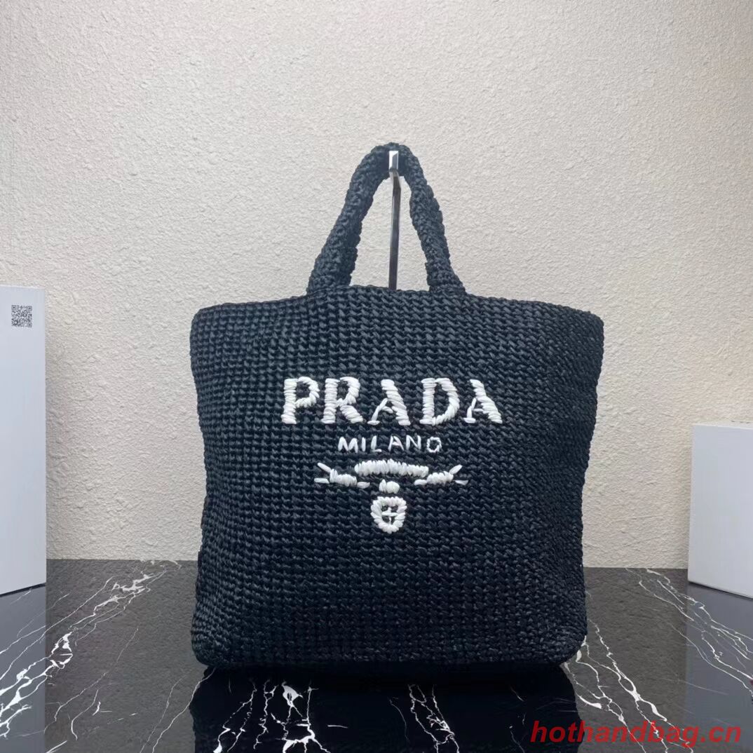 Prada Raffia tote bag 1NE229 black