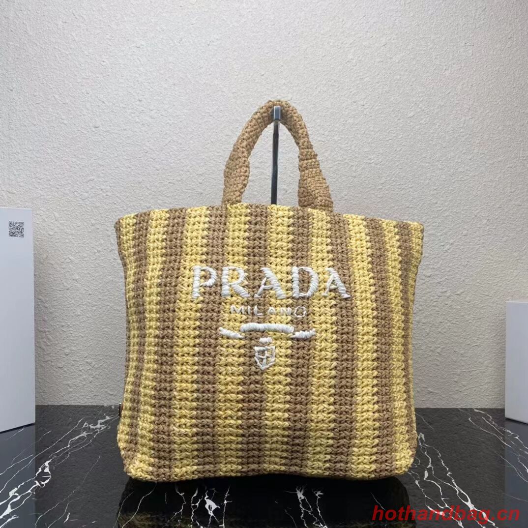 Prada Raffia tote bag 1NE229 yellow