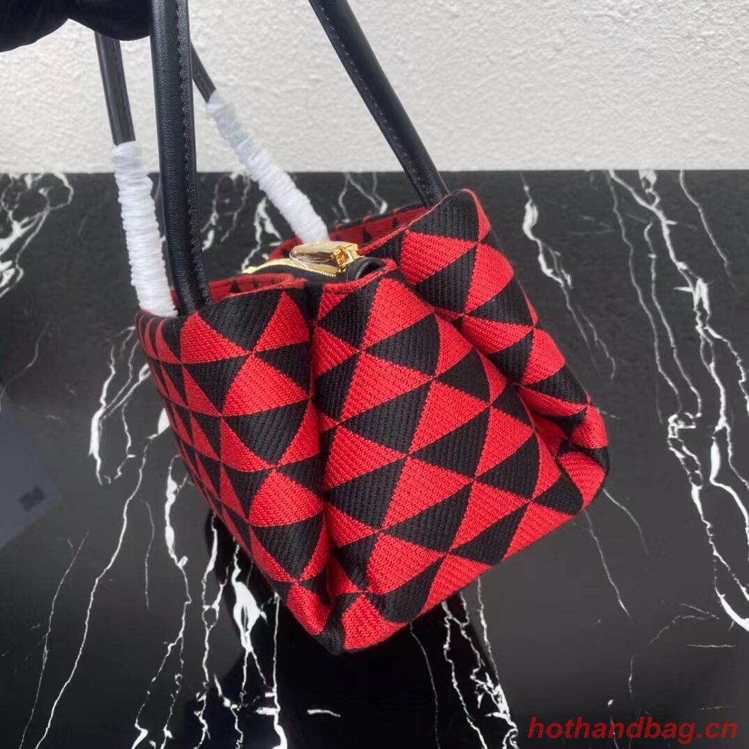 Prada Small embroidered fabric Symbole bag 1BA368 red Prada Small embroidered fabric Symbole bag 1BA368 red