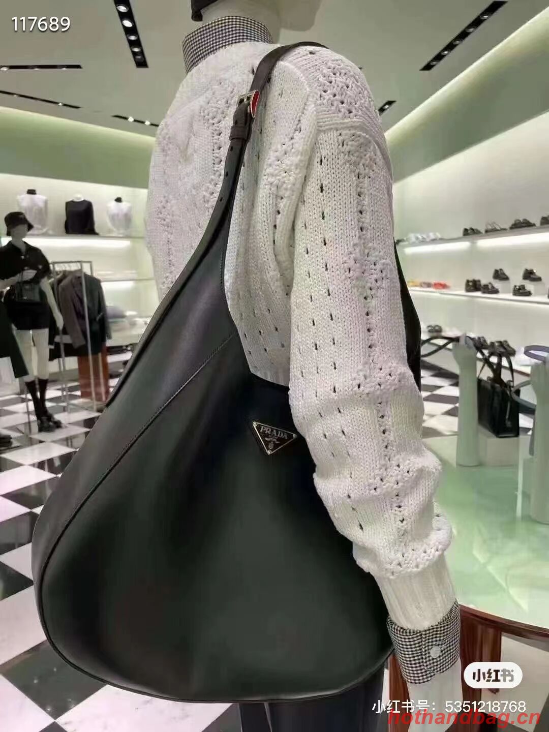 Prada leather shoulder bag 1AC281 black Prada leather shoulder bag 1AC281 black