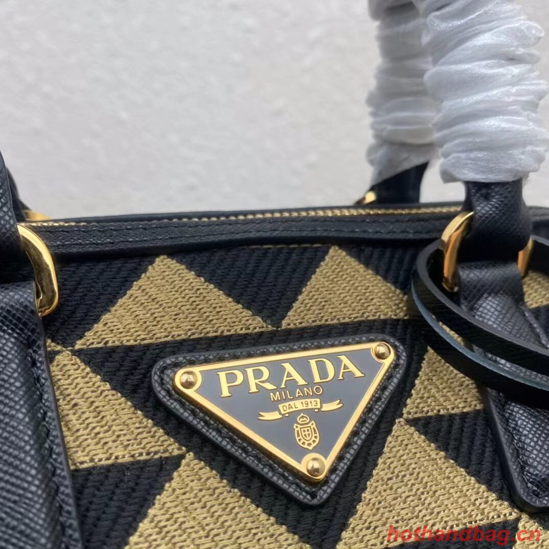 Prada Symbole embroidered jacquard fabric top-handle bag 1BB846 black Prada Symbole embroidered jacquard fabric top-handle bag 1BB846 black
