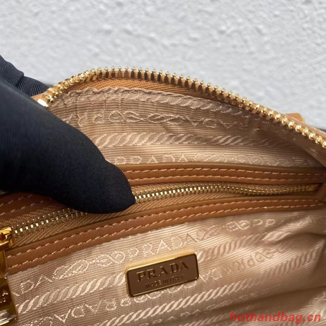 Prada Symbole embroidered jacquard fabric top-handle bag 1BB846 white&brown Prada Symbole embroidered jacquard fabric top-handle bag 1BB846 white&brown