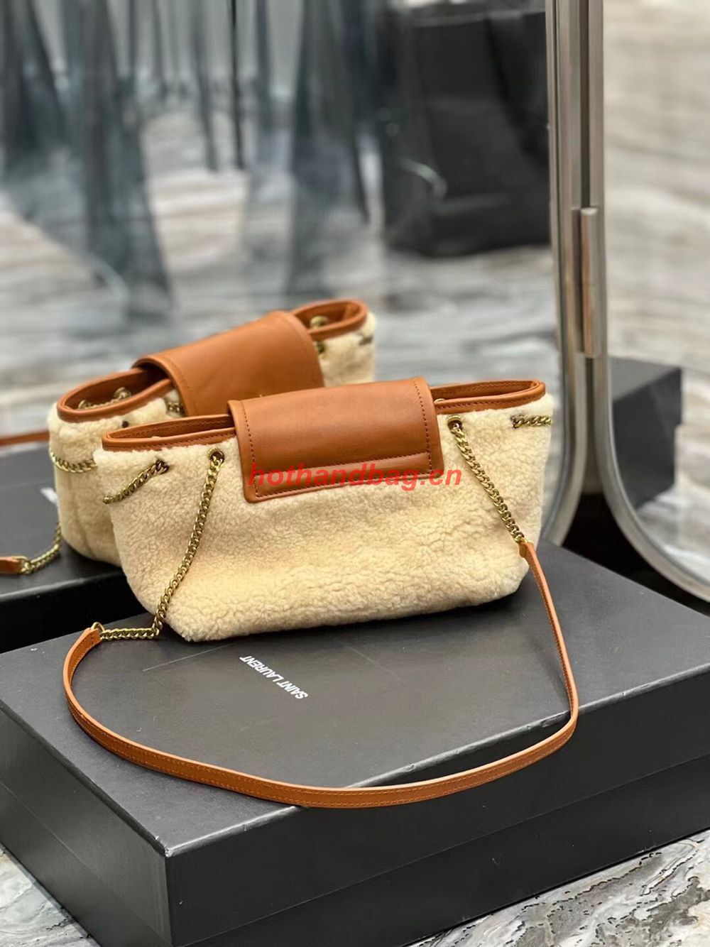 SAINT LAUREN LE MAILLON BUCKET BAG IN SUEDE Y667738 brown SAINT LAUREN LE MAILLON BUCKET BAG IN SUEDE Y667738 brown