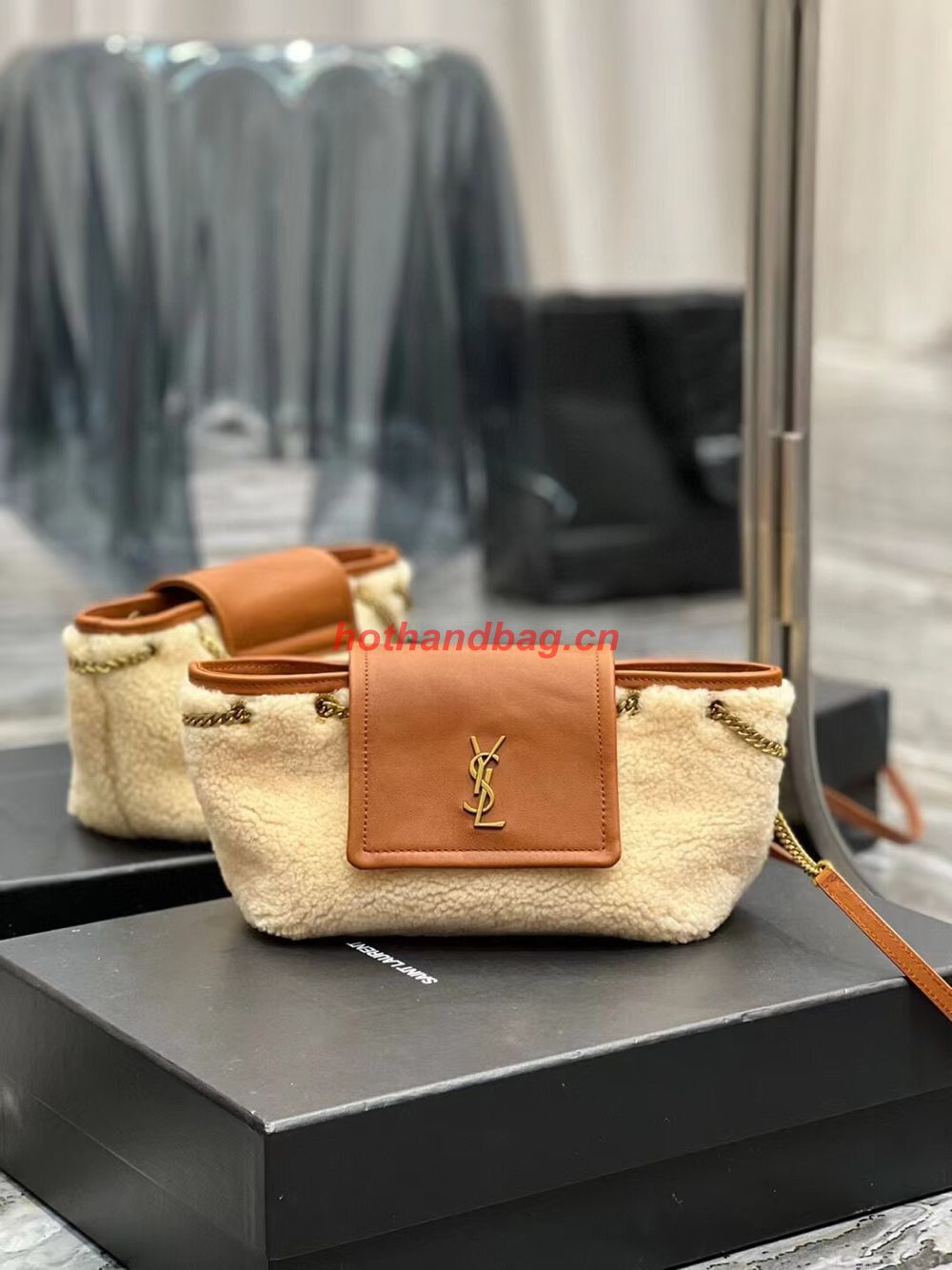 SAINT LAUREN LE MAILLON BUCKET BAG IN SUEDE Y667738 brown SAINT LAUREN LE MAILLON BUCKET BAG IN SUEDE Y667738 brown