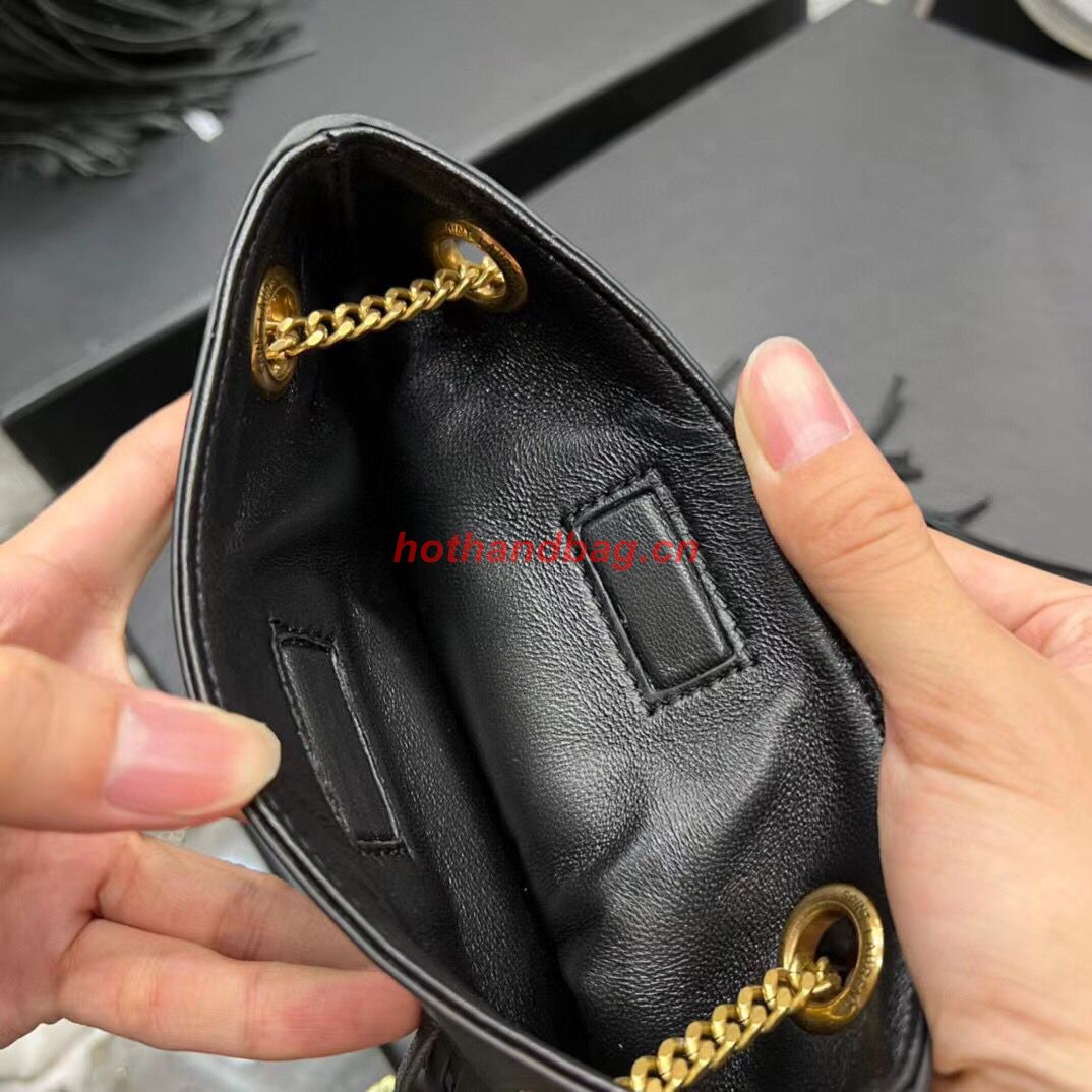 SAINT LAURENT SMALL CHAIN BAG IN SMOOTH LEATHER WITH FRINGES 683378 BLACK SAINT LAURENT SMALL CHAIN BAG IN SMOOTH LEATHER WITH FRINGES 683378 BLACK
