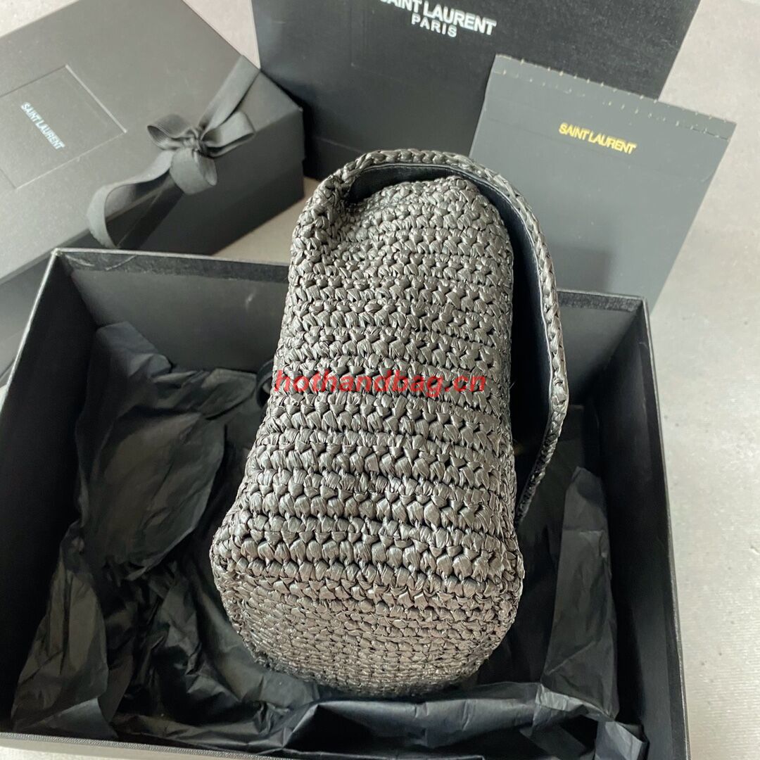 SAINT LAURENT NIKI MEDIUM CHAIN BAG IN RAFFIA 498894 BLACK SAINT LAURENT NIKI MEDIUM CHAIN BAG IN RAFFIA 498894 BLACK