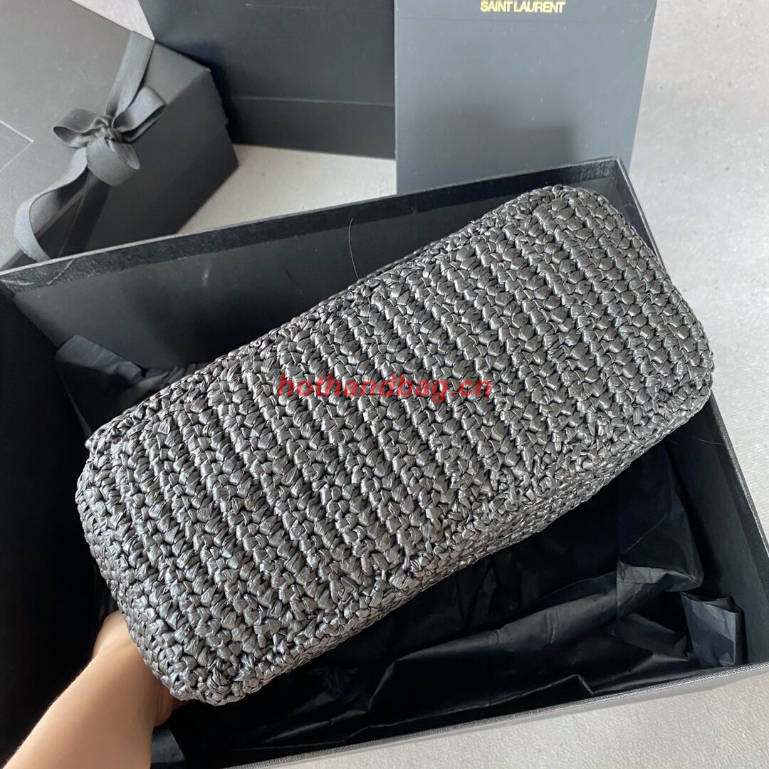 SAINT LAURENT NIKI MEDIUM CHAIN BAG IN RAFFIA 498894 BLACK SAINT LAURENT NIKI MEDIUM CHAIN BAG IN RAFFIA 498894 BLACK