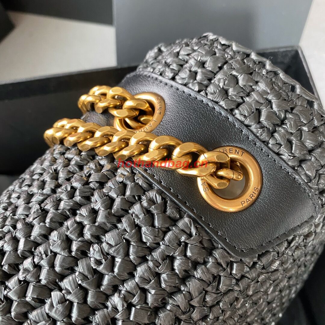 SAINT LAURENT NIKI MEDIUM CHAIN BAG IN RAFFIA 498894 BLACK SAINT LAURENT NIKI MEDIUM CHAIN BAG IN RAFFIA 498894 BLACK