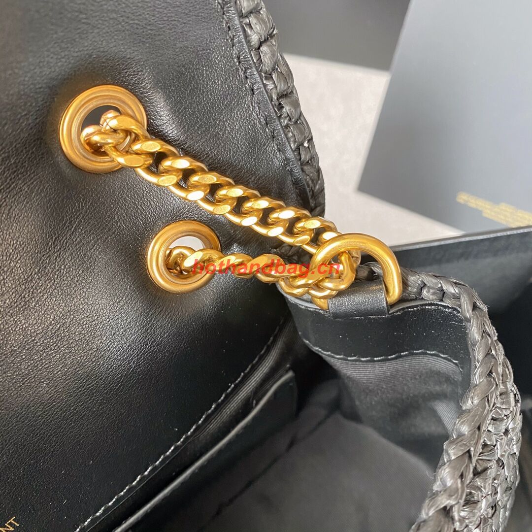 SAINT LAURENT NIKI SMALL CHAIN BAG IN RAFFIA 498892 BLACK SAINT LAURENT NIKI SMALL CHAIN BAG IN RAFFIA 498892 BLACK