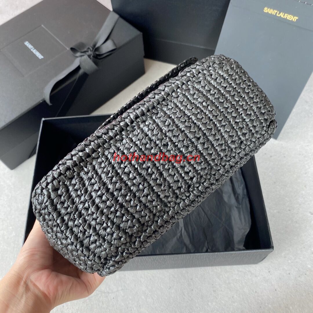 SAINT LAURENT NIKI SMALL CHAIN BAG IN RAFFIA 498892 BLACK SAINT LAURENT NIKI SMALL CHAIN BAG IN RAFFIA 498892 BLACK
