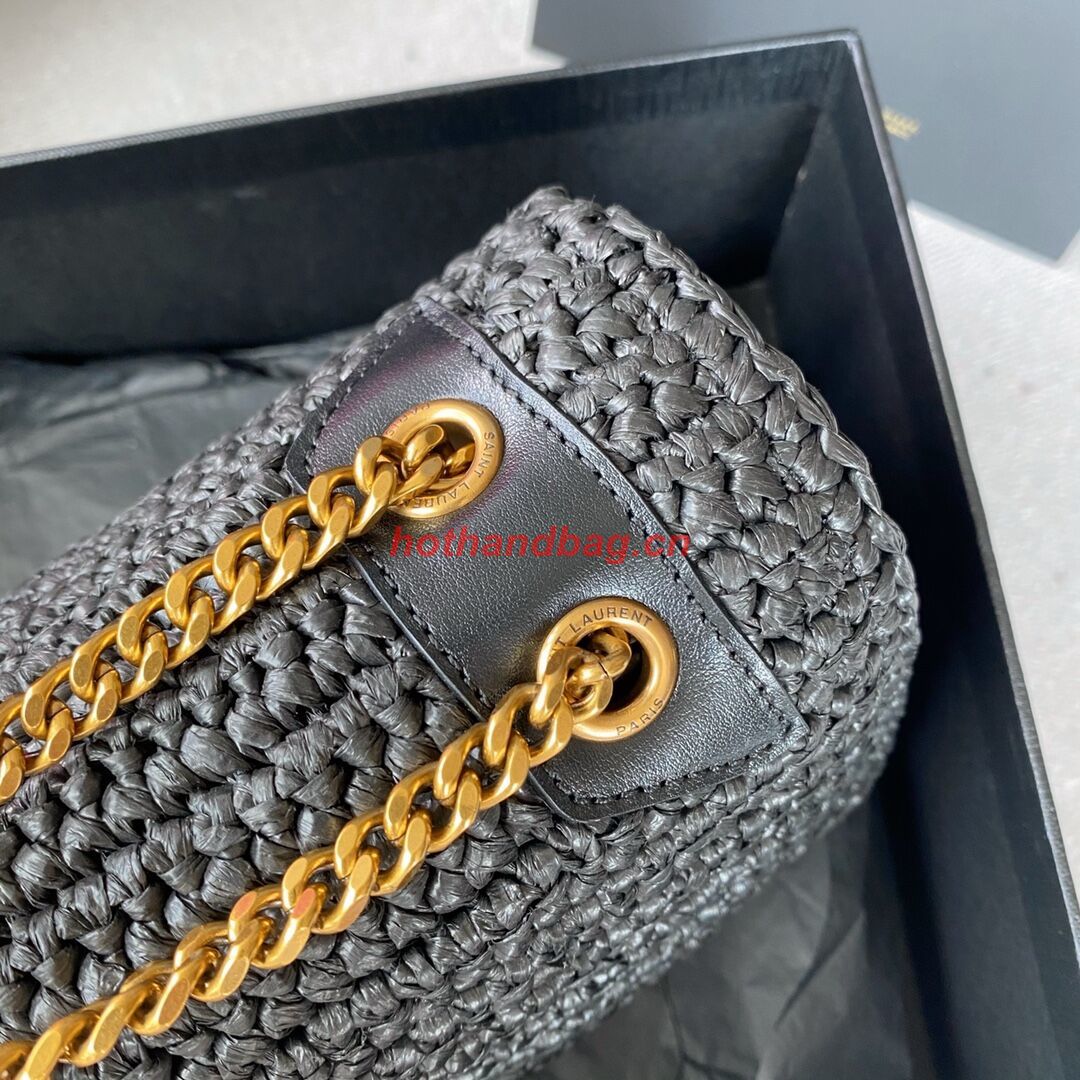 SAINT LAURENT NIKI SMALL CHAIN BAG IN RAFFIA 498892 BLACK SAINT LAURENT NIKI SMALL CHAIN BAG IN RAFFIA 498892 BLACK