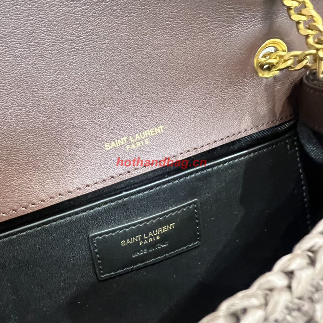 SAINT LAURENT NIKI SMALL CHAIN BAG IN RAFFIA 498892 Coffee SAINT LAURENT NIKI SMALL CHAIN BAG IN RAFFIA 498892 Coffee