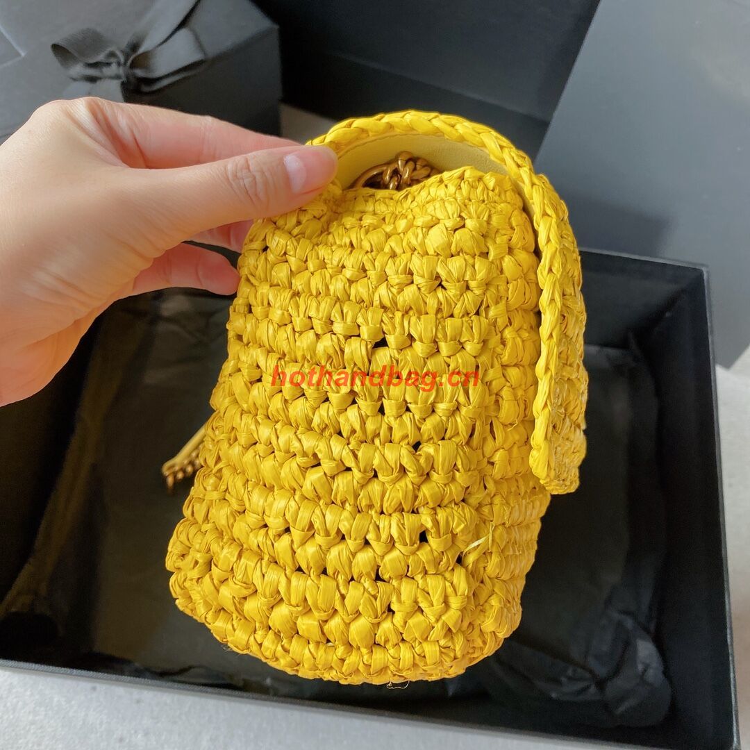 SAINT LAURENT NIKI SMALL CHAIN BAG IN RAFFIA 498892 YELLOW SAINT LAURENT NIKI SMALL CHAIN BAG IN RAFFIA 498892 YELLOW