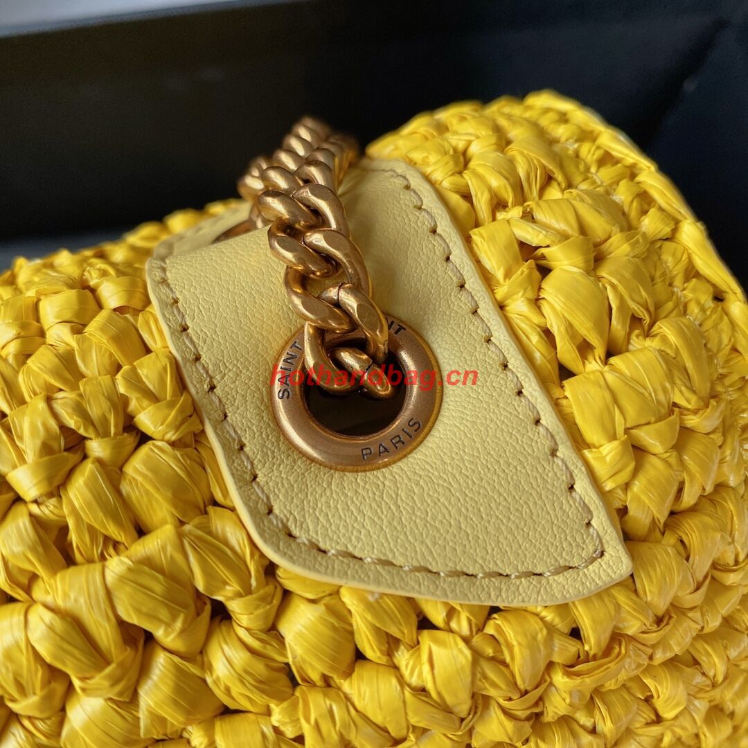 SAINT LAURENT NIKI SMALL CHAIN BAG IN RAFFIA 498892 YELLOW SAINT LAURENT NIKI SMALL CHAIN BAG IN RAFFIA 498892 YELLOW