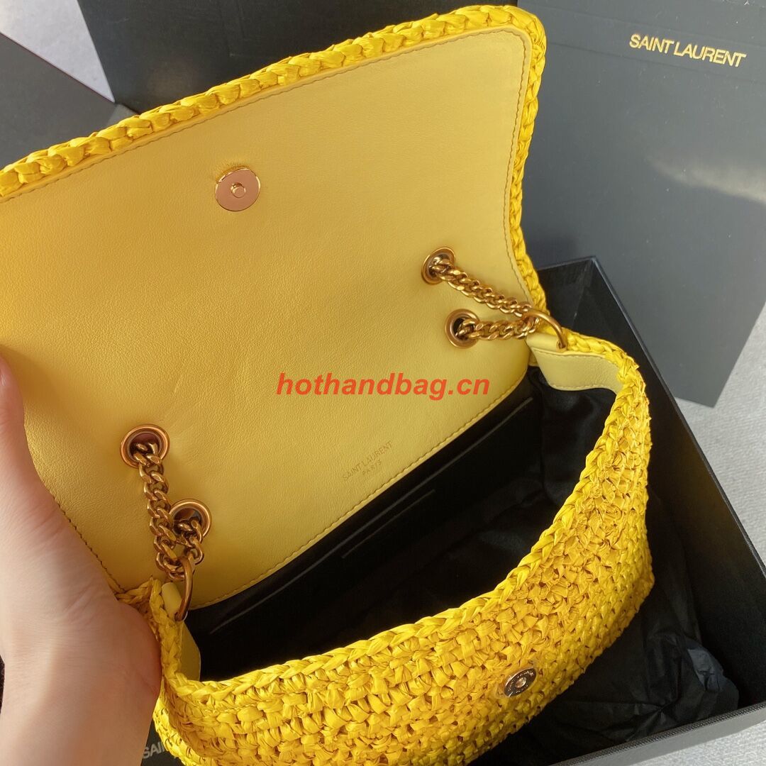 SAINT LAURENT NIKI SMALL CHAIN BAG IN RAFFIA 498892 YELLOW SAINT LAURENT NIKI SMALL CHAIN BAG IN RAFFIA 498892 YELLOW