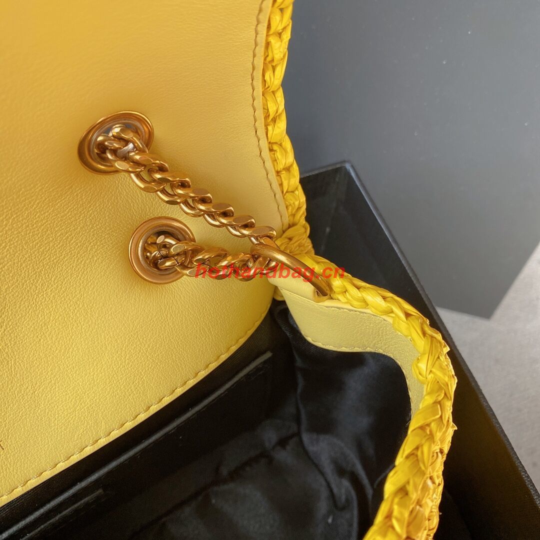 SAINT LAURENT NIKI SMALL CHAIN BAG IN RAFFIA 498892 YELLOW SAINT LAURENT NIKI SMALL CHAIN BAG IN RAFFIA 498892 YELLOW