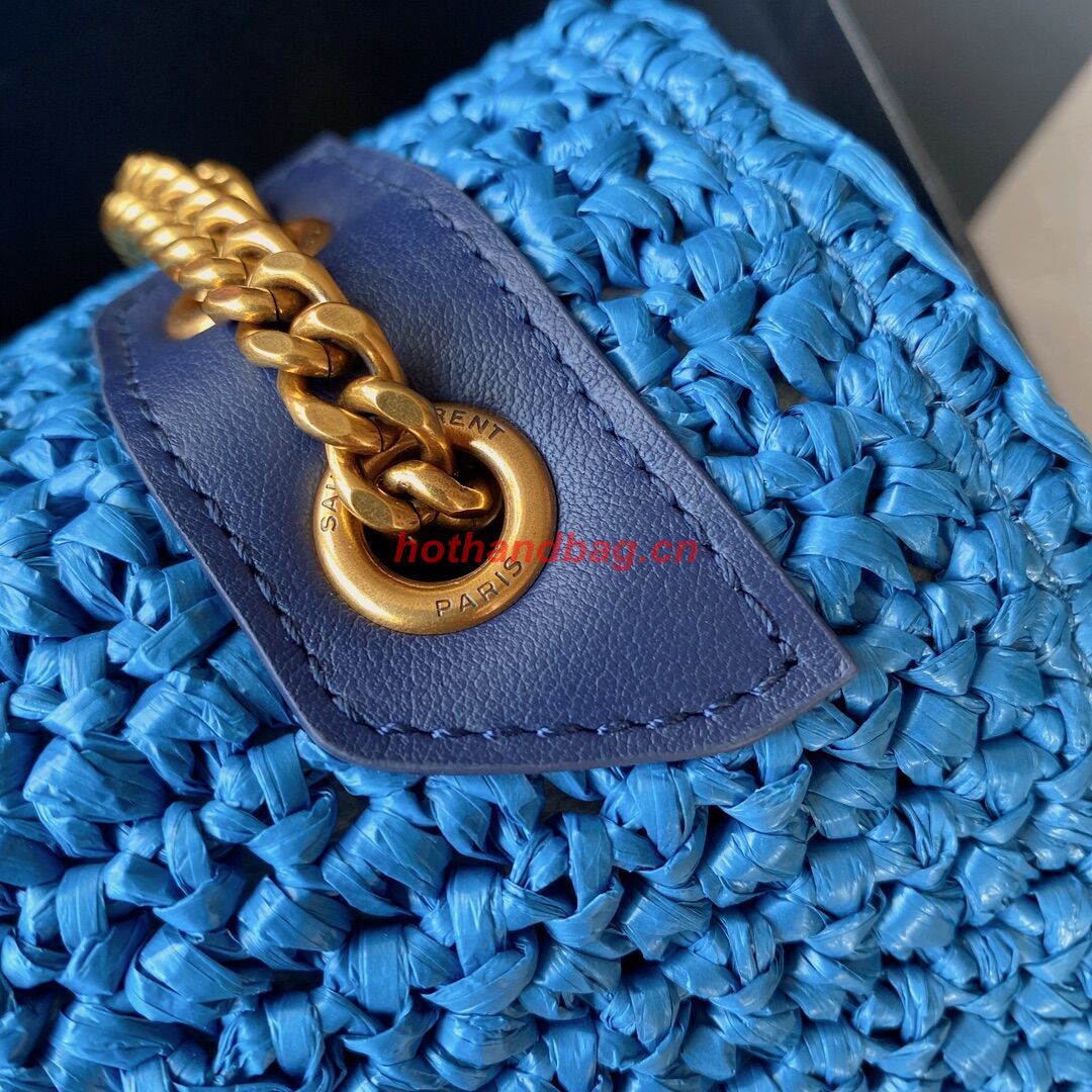 SAINT LAURENT NIKI SMALL CHAIN BAG IN RAFFIA 498892 blue SAINT LAURENT NIKI SMALL CHAIN BAG IN RAFFIA 498892 blue