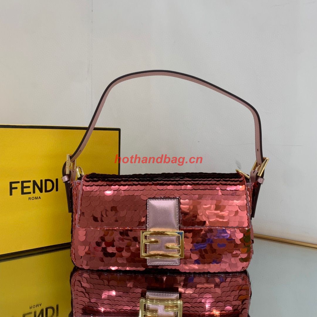 Fendi FF Baguette Gold Metal Sequin Embroidery Bag 2017 Wine Fendi FF Baguette Gold Metal Sequin Embroidery Bag 2017 Wine