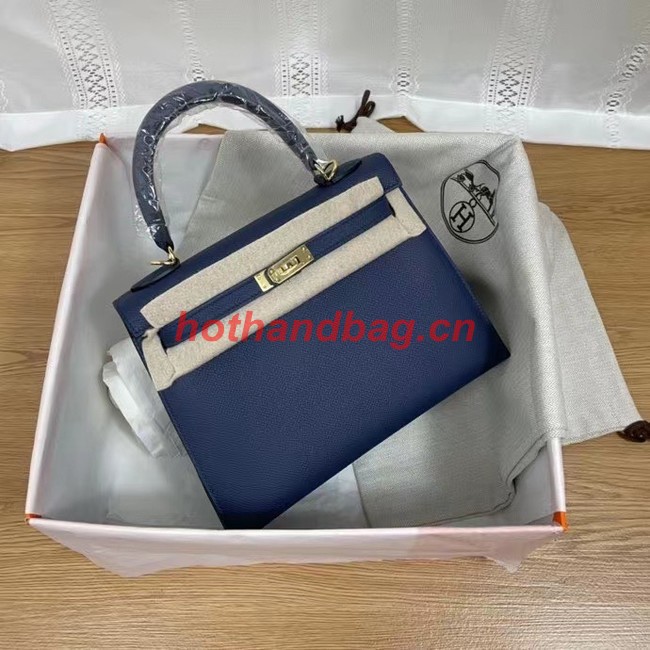 Hermes Kelly 25cm Shoulder Bags Epsom KL2755 Royal blue&gold-Tone Metal
