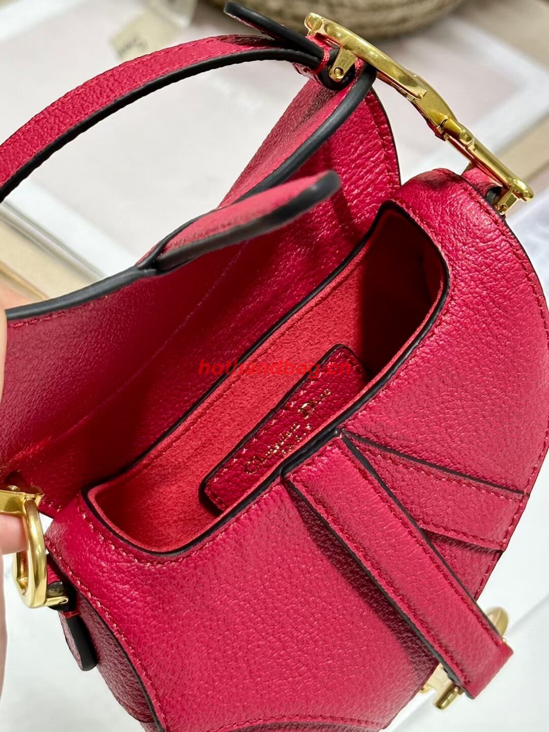 DIOR MICRO SADDLE BAG Antique Goatskin S5685CC red DIOR MICRO SADDLE BAG Antique Goatskin S5685CC red