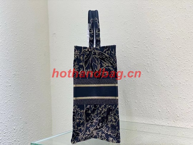 LARGE DIOR BOOK TOTE Black Dior Jardin dHiver Embroidered Cotton with Velvet and Gold-Tone Metallic Thread M1286