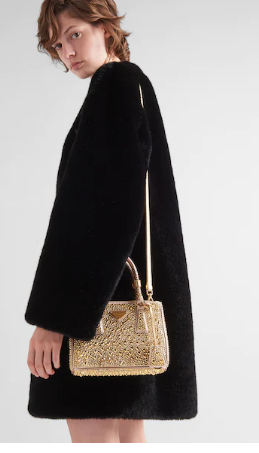 Prada Galleria satin mini-bag with crystals 1BA906 gold Prada Galleria satin mini-bag with crystals 1BA906 gold