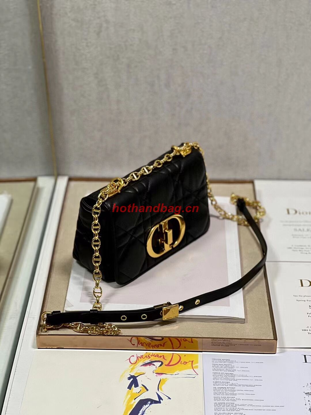 SMALL DIOR CARO BAG Supple Cannage Calfskin M9241U black&gold SMALL DIOR CARO BAG Supple Cannage Calfskin M9241U black&gold