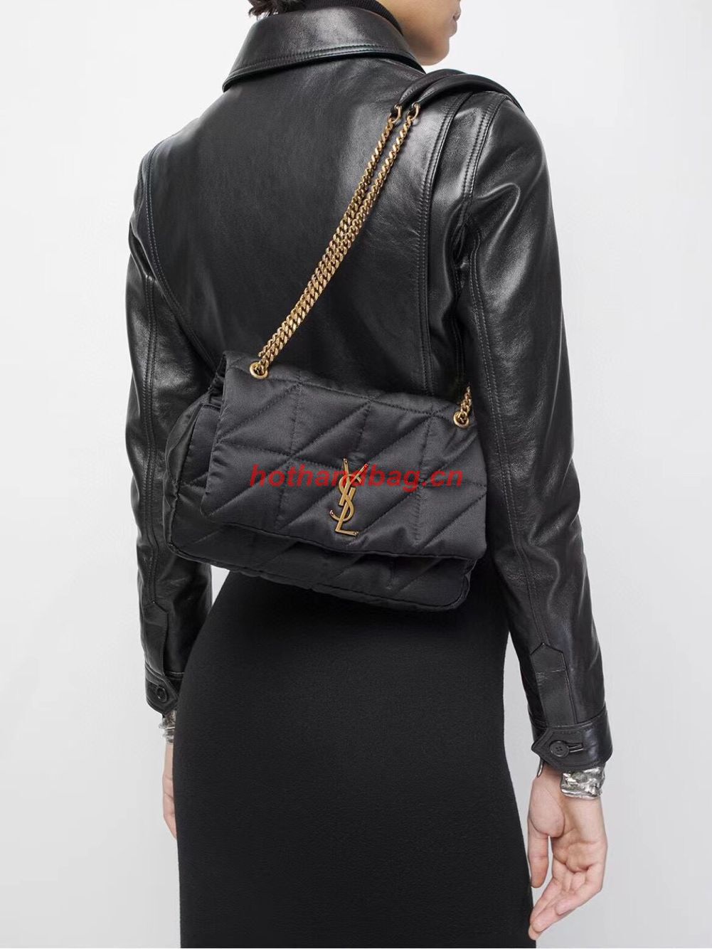 SAINT LAUREN JAMIE MEDIUM CHAIN BAG CARRE RIVE GAUCHE IN Re-Nylon Y758291 BLACK SAINT LAUREN JAMIE MEDIUM CHAIN BAG CARRE RIVE GAUCHE IN Re-Nylon Y758291 BLACK