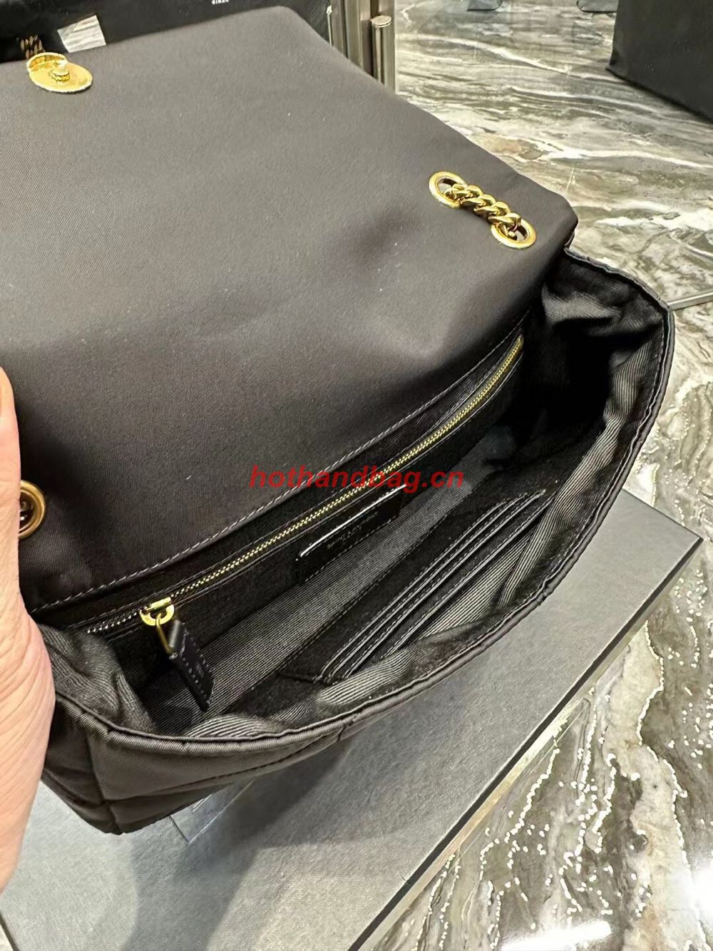 SAINT LAUREN JAMIE MEDIUM CHAIN BAG CARRE RIVE GAUCHE IN Re-Nylon Y758291 BLACK SAINT LAUREN JAMIE MEDIUM CHAIN BAG CARRE RIVE GAUCHE IN Re-Nylon Y758291 BLACK