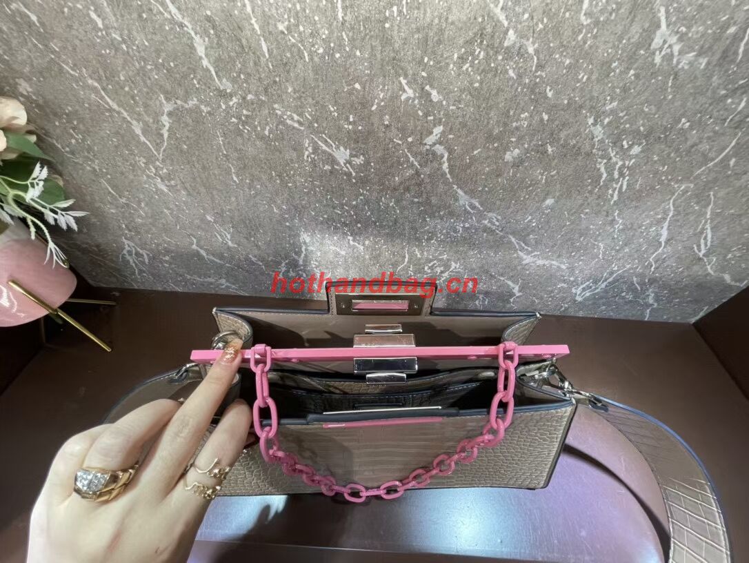 Fendi Peekaboo Cut Medium Alligator pattern bag 8BN340 GRAY Fendi Peekaboo Cut Medium Alligator pattern bag 8BN340 GRAY