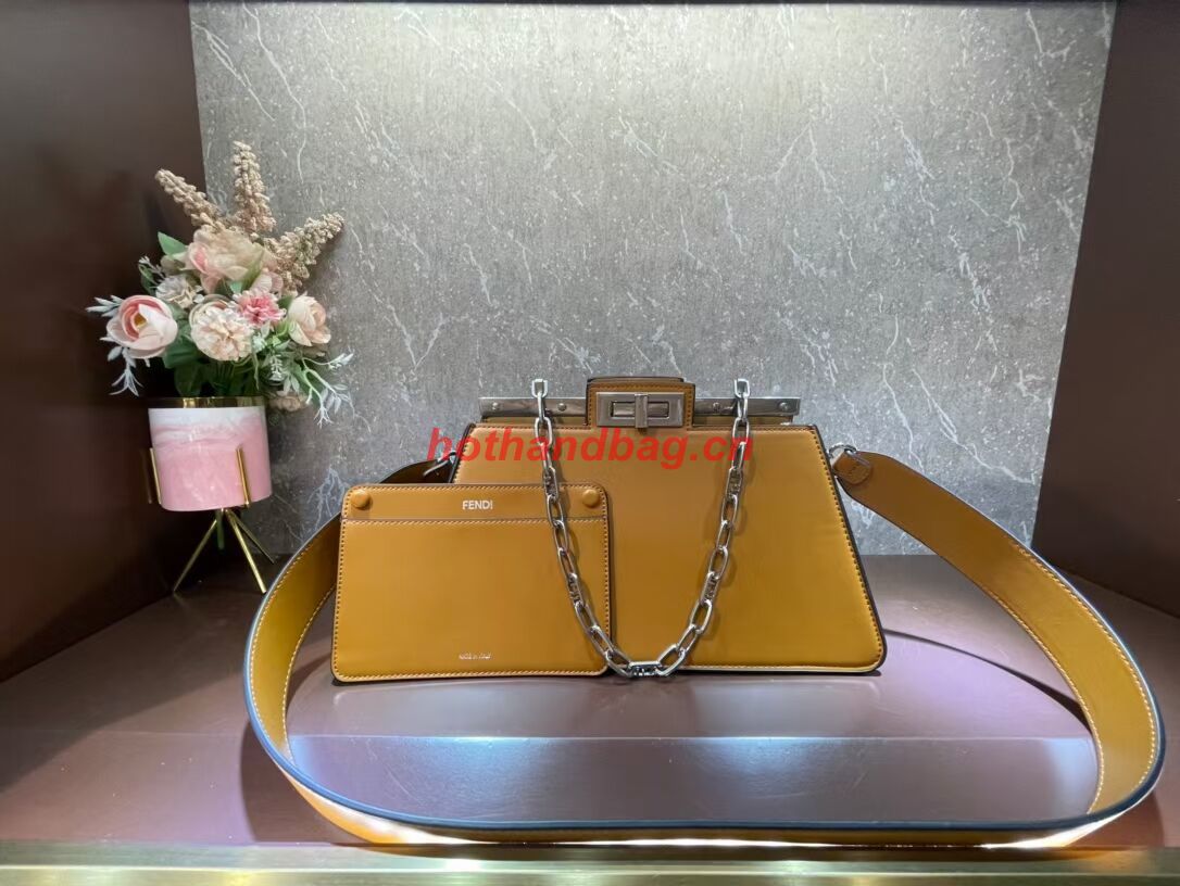 Fendi Peekaboo Cut Medium soft nappa leather bag 8BN340 YELLOW Fendi Peekaboo Cut Medium soft nappa leather bag 8BN340 YELLOW