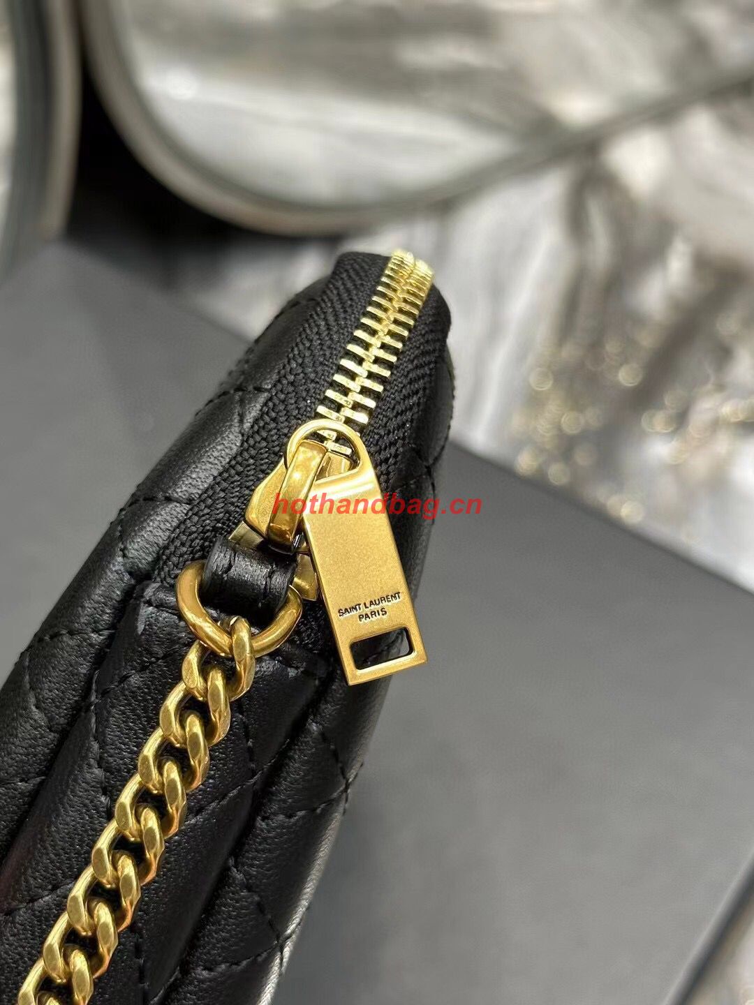 SAINT LAUREN GABY ZIPPED POUCH IN QUILTED LAMBSKIN 7336671 BLACK SAINT LAUREN GABY ZIPPED POUCH IN QUILTED LAMBSKIN 7336671 BLACK