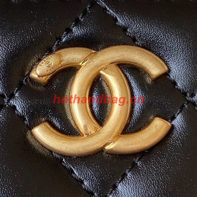 Chanel CLUTCH WITH CHAIN Lambskin & Gold Metal AP3243 BLACK