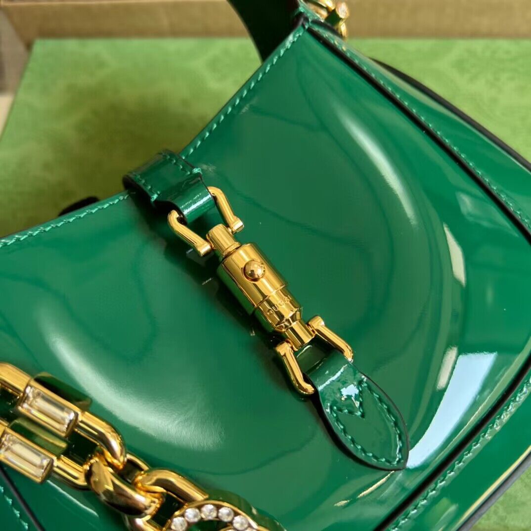 Gucci Jackie 1961 mini patent leather hobo bag 699651 Emerald green Gucci Jackie 1961 mini patent leather hobo bag 699651 Emerald green